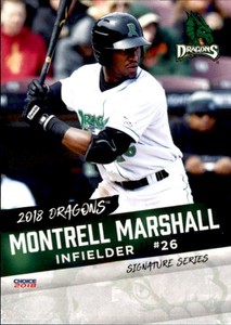 2018 Dayton Dragons Choice 17 Montrell Marshall Snellville Georgia Baseball Card