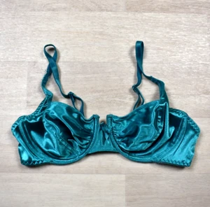 90s The Lovable Company Satin Uncerwire Balcnonet Bra Teal 36B Vintage - Bild 1 von 5