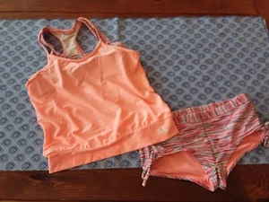 Zeroxposure Swim 2pc Swimsuite Girls Sz 8 Coral EUC - Picture 1 of 15