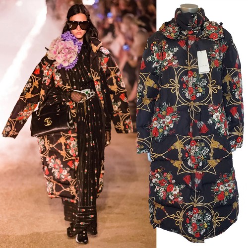 GUCCI CAPPOTTO MANTELLA IMBOTTITA FIORI NAPPE STAMPA CAPPUCCIO LUNGO $4.800 IT 40 US 4 6