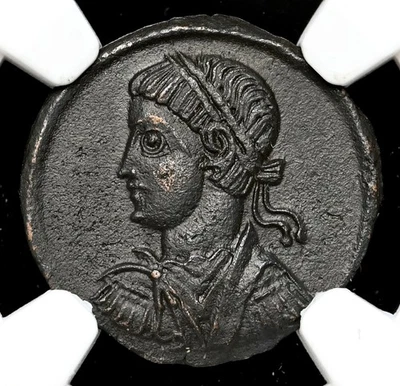 ROMAN EMPIRE. Constantius II. AD 337-361. Æ Follis, Anepigraphic, Rare NGC XF - Image 1 of 4