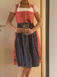 Berwin Und Wolff Dirndl Rot neuwertig Mit Bluse Hess Gr.38 Stehkragen Klassisch - Bild 1 von 16