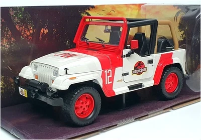 Jada 1/24 Scale Diecast 97806 - Jeep Wrangler Jurassic Park - White/Red - Image 1 of 4