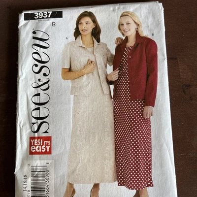 See&Sew 3937 Misses Jacket And Dress Sz 14-16-18 - Image 1 of 3