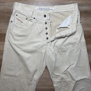 Diesel Corduroy Jeans Men 32x32 Beige Saddle Loose Tapered Italy Preppy (Tag 34) - Picture 1 of 13