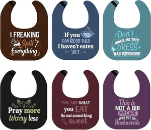 6 Pcs Funny Adult Bibs for Eating Washable Reusable Dining Clothing... - Picture 1 of 7