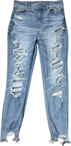 American Eagle Jeans Womens 8 Distressed Curvy Mom High Rise Light Wash - Picture 1 of 9