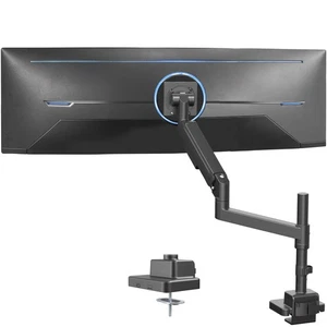 VIVO Black Heavy Duty Pneumatic Single Ultrawide Computer Monitor Arm Desk Mount - Picture 1 of 8