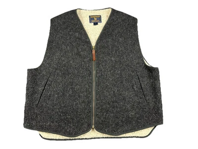 Vtg Woolrich Sherpa Lined Wool Hunting Vest Men’s XL Charcoal Pockets Gentlemen  - Image 1 of 4