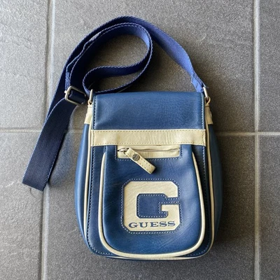 Bolso Bandolera Vintage Guess Azul Blanco Logo Retro Y2K Unisex Foto 1 de 4