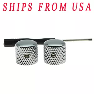 KAISH 2pcs Set Screw Chrome Metal Guitar Dome Knobs for Tele Telecaster/BassKnob - Picture 1 of 4