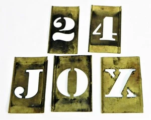 Vintage Brass Stencils Interlocking Letters & Numbers Set 5 - Picture 1 of 4