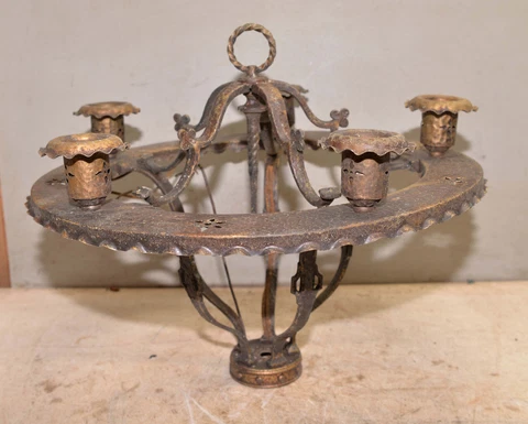Antique gothic chandelier medievel hammered brass bronze collectible light lamp Cover