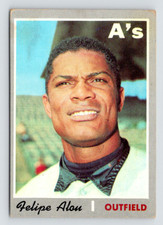 1970 Topps Card, #434 Felipe Alou, Oakland Athletics, Canadian and Caribbean HOF