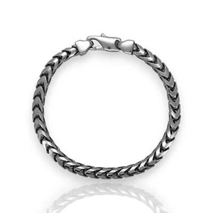 Round Franco Box Chain Bracelet - 14K White Gold - Solid - Picture 1 of 3