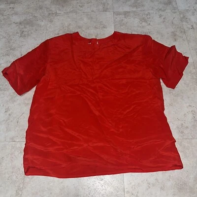 Blusa roja vintage Christie & Jill 100 % seda camiseta para mujer S Top Foto 1 de 4
