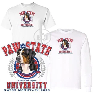 Swiss Mountain Dog Paw State University Short / Long Sleeve White T Shirt M-3X - Picture 1 of 3