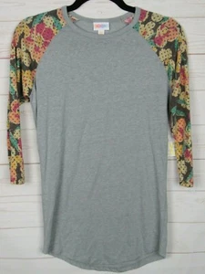 Lularoe Women's Randy Heathered Gray with Black & Yellow Sleeve Top Size XXS NWT - Picture 1 of 3