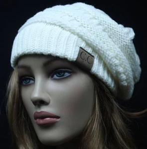 CC Authentic Women Teens Bubble Knit Beanie Cute Colors Winter Snow Ski Warm Hat - Picture 1 of 20