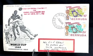 WM 1966 Fußball Omnibus Meisterschaft 2 x FDC Briefmarken 10c & 26c / Cachet - Bild 1 von 4