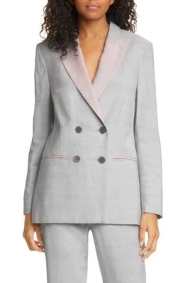 Rebecca Taylor Gray Linen Blazer Sz 4 Foto 1 de 4