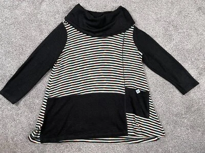 Suéter Ali Miles Mujer Pequeño Mediano PM Capucha Rayas Lagenlook Slouchy Arco Iris Foto 1 de 4