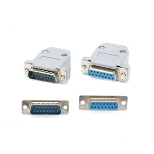 DB15 Double Row 15 Core Plug Socket Male/Female Housing Solder Type Connectors - Picture 1 of 9