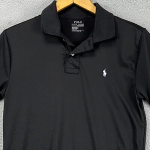 Polo Ralph Lauren Boys Golf Shirt Large Black Pony Rugby Short Sleeve Stretch - Picture 1 of 8