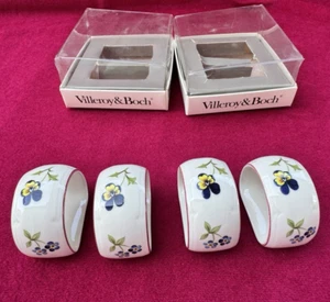 Juego de 4 servilletas botánicas de porcelana Villeroy & Boch #118 con cajas - Imagen 1 de 12