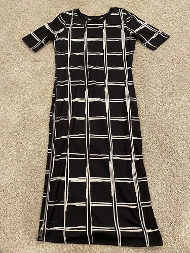 VETEMENTS Abito Bodycon Midi Topshop Nero Bianco Nuovo Senza Etichette Taglia 2