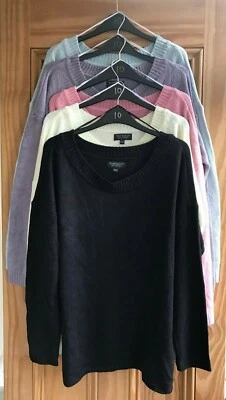 Topshop New Oversized Slouchy Jumper Top Black Cream Pink Blue Purple Size 6 -14 - Image 1 of 4