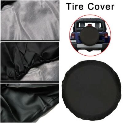 Car Tire Cover 17in Spare Tyre Protector Case Leather Black Wheel Accessories - Image 1 of 4