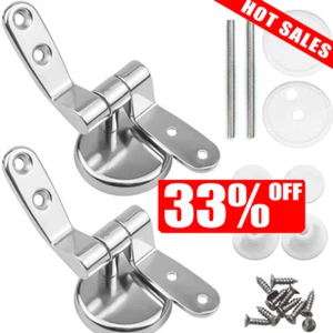 Chrom WC-Sitz Scharniere Ersatzgarnitur Universal Silber Ersatz mit Armaturen - Bild 1 von 13