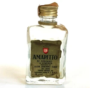 Botella de licor miniatura Amaretto Di Saronno Illva Saronno Italia de colección años 40 50 vacía - Imagen 1 de 10