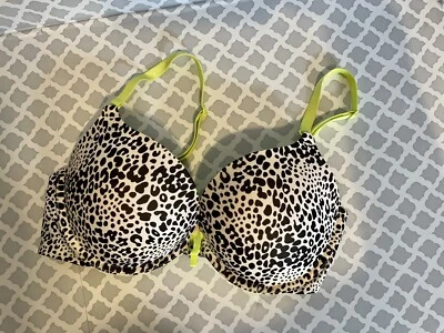Victoria's Secret ROSA Ligeramente Forrado 34 D Sujetador Amarillo Estampado Animal Usado en Excelente Condición Foto 1 de 4