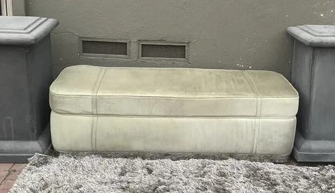 Pair Of Out/in Door bench satin cover chrome base, ￼Store seating Cast $1200 Cover