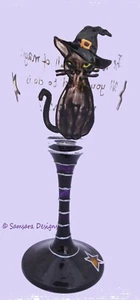 Black Witch Cat Wine Gin Beer Glass Magic Pagan Halloween Goth Gift - Picture 1 of 9