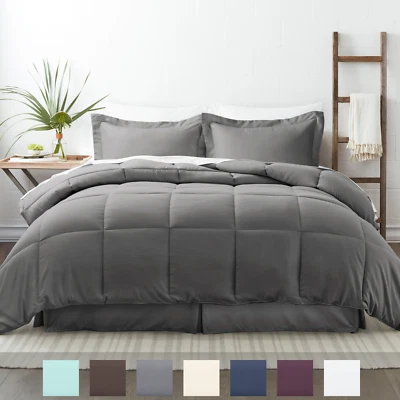 Juego de cama Kaycie Gray Basics 8 piezas ultra suave de lujo 8 colores diferentes Foto 1 de 4