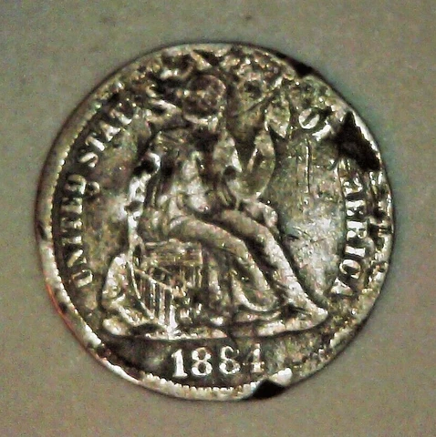 1864-S UNITED STATES SEATED LIBERTY DIME - SILVER .90 - CIVIL WAR ERA  -  RARE Cover