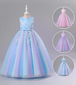 Princess Dress Party Pageant Flower Wedding Dress Girl Bridesmaid 110-170CM - Picture 1 of 36