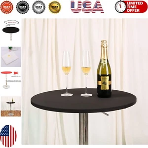 High-Quality Elastic Spandex Round Tablecloth for 18-22 Inch Tables - A-Black - Picture 1 of 7