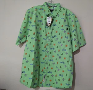KAVU Shirt Button Up Summer Happy Hour Festaruski Short Sleeve Size L NEW! - Imagen 1 de 9
