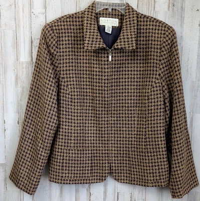 Chaqueta Blazer Norton McNaughton Pata de Gallo 14 Púrpura Tweed Cremallera Completa Carrera Nueva con Etiquetas Foto 1 de 4