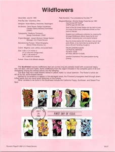 1992 Wildflowers 50 stamp set Fantastic Souvenir Pages Set (USED) 5Pages - Picture 1 of 5