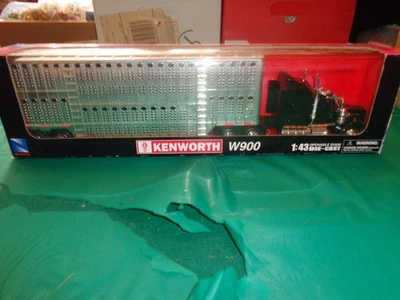 New Ray Black Kenworth W900 Livestock Semi Tractor Trailer 1:43 Die Cast NIB - Image 1 of 4
