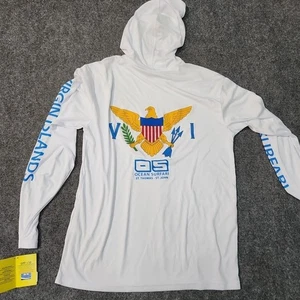 United States Virgins Islands Hoodie Men Medium White Long Sleeve Beach Cover - Picture 1 of 17