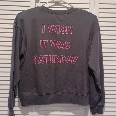 Sudadera Wildfox I Wish It Was Saturday de gran tamaño talla M gris rosa intenso  Foto 1 de 4