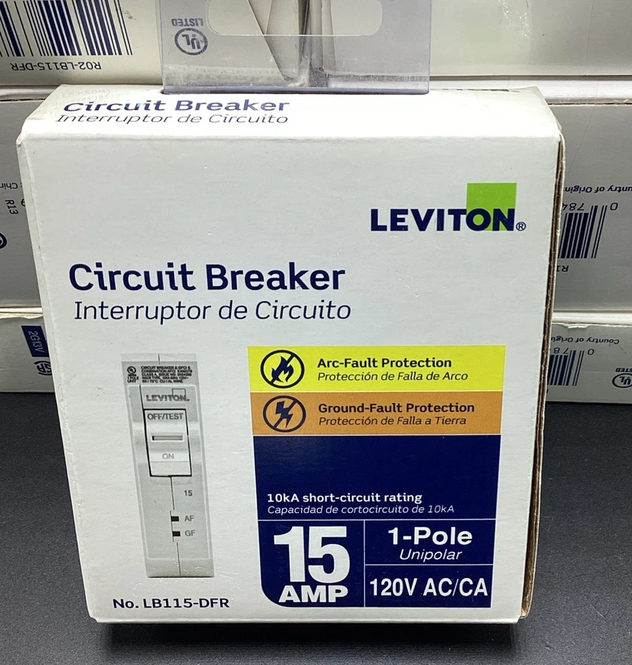 Nuevo Disyuntor Leviton LB115-DFR LB115DF 15 Amp 1 Polo Doble AFCI/GFCI @@ Foto 1 de 1