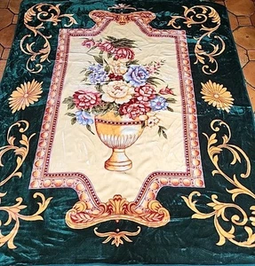 Thick Ornate Plush Fleece Throw Blanket Floral Country Bright 75x90" - Picture 1 of 9