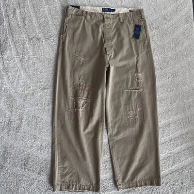 Polo Ralph Lauren The Big Chino Relaxed Heritage Fit Baggy Distressed Pants NEW - Image 1 of 4